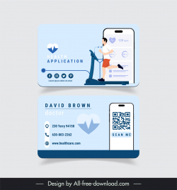 health application business card template dynamic cartoon