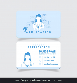 health application business card template elegant flat doctor medical elements