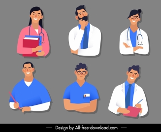 healthcare characters icons cartoon sketch