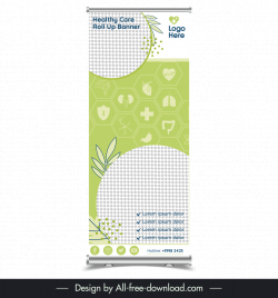 healthy care banner template roll up medical elements
