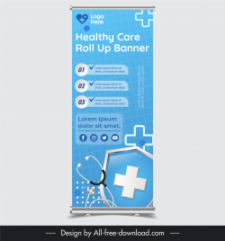 healthy care roll up banner template vertical modern
