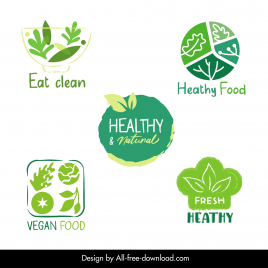 healthy food logo collection flat handdrawn