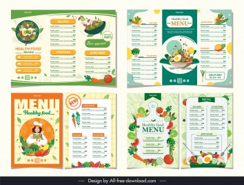 healthy food menu template elegant flat