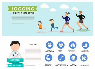 healthy lifestyle concept vector illustration with jogging activities