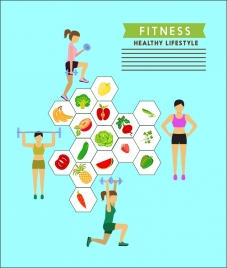 healthy lifestyle theme female and fruit icons infogrphic