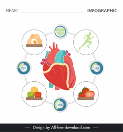 heart infographic design elements circle isolated symbols