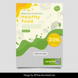 heathy flyer template elegant checkered handdrawn food elements