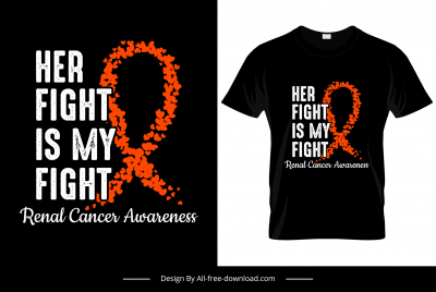 her fight is my cancer awareness quotation tshirt template retro dark contrast design