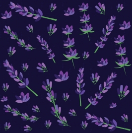 herbs background violet lavender icons repeating design
