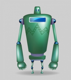 hero robot icon shiny green design