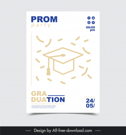 high school graduation party poster template simple hat confetti