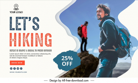 hiking discount banner template elegant modern
