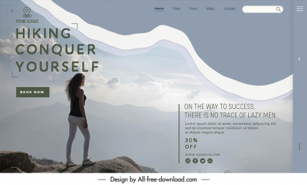 hiking landing page template elegant mountain scene