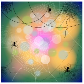 Holiday background with spiders and web