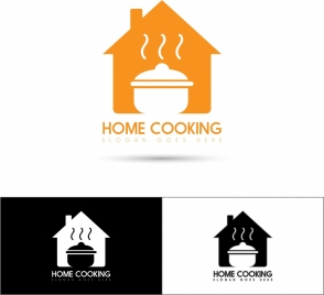 home cooking logo sets house pot icons decoration