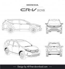 honda cr v 2018 car advertising template black white handdrawn outline