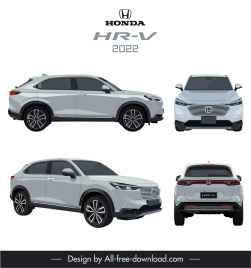 honda hr v 2022 car model advertising template modern different views sketch