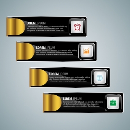 horizontal infographic template black and gold folding design