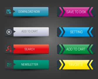 horizontal website buttons design with classical style