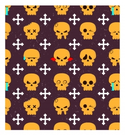 horror repeating pattern with skulls and bones illustration