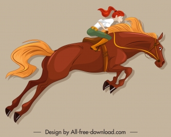 horse rider icon motion sketch cartoon character