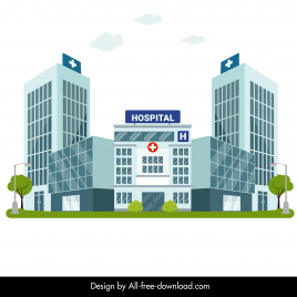 hospital exterior architecture template elegant modern 3d outline