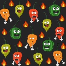 hot chili background funny stylized icons repeating design