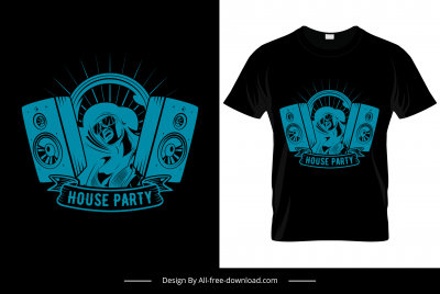 house party tshirt template dark dj speaker silhouette sketch