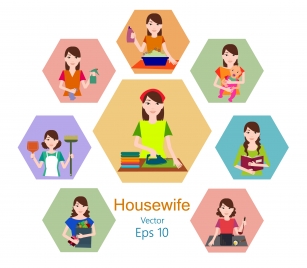 housewife concepts design in flat with daily activities