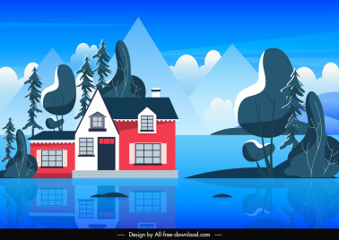 housing background template shiny colorful flat sketch