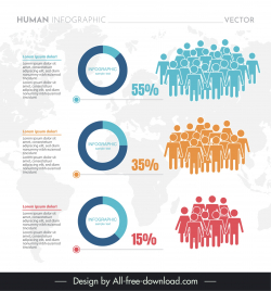 human infographic template flat human icon blurred world map