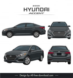 hyundai accent 2021 car models advertising template modern different views design