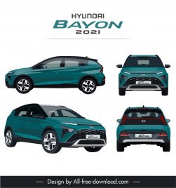 hyundai bayon 2021 car models advertising template modern different views sketch