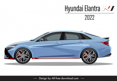 hyundai elantra n 2022 car model icon modern flat side view design