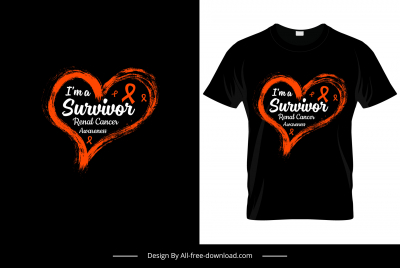 i am a survivor renal cancer awareness tshirt template retro dark handdrawn heart sketch