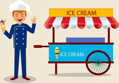 ice cream background human cart icon decor