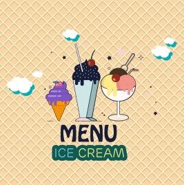 ice cream menu cover various colored icons decoration