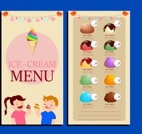 ice cream menu template children icons cute decoration