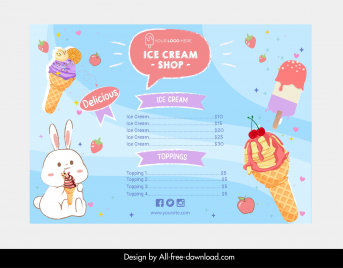 ice cream menu template cute bright design