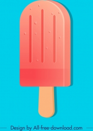 ice cream stick icon red 3d design