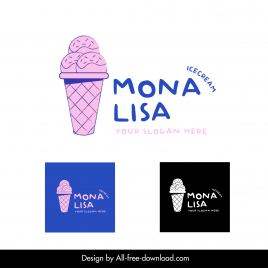icecream logo template flat  handdrawn classic