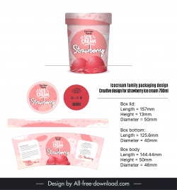 icecream strawberry packaging template elegant modern