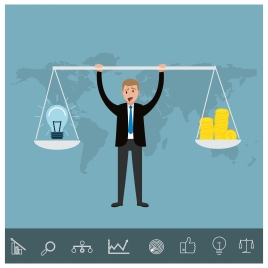 idea concepts illustration with businessman and balance