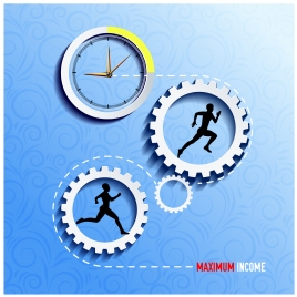 income development vector illustration with gears and clock