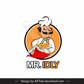 indian chef logo serving man icon cartoon sketch