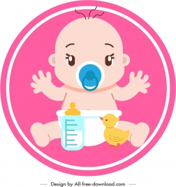 infant baby icon colored cartoon character sketch