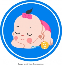 infant baby icon sleeping gesture colored cartoon sketch