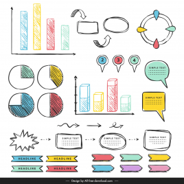 infographic design elements hand drawn chart text box arrow