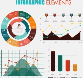 infographic design elements multicolored column round line type