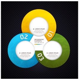 infographic design with colored rounds on black background